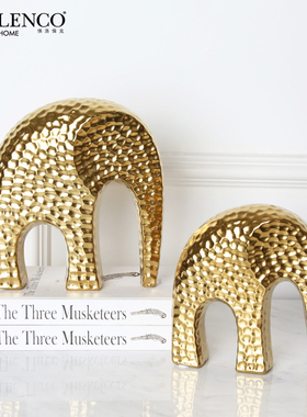 北欧轻奢金色大象招财工艺品陶z瓷摆件一对创意家居客厅高档装饰