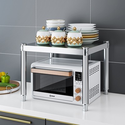 304单层灶台置物架台面微波炉y烤箱电饭煲厨房不锈钢收纳2层一层