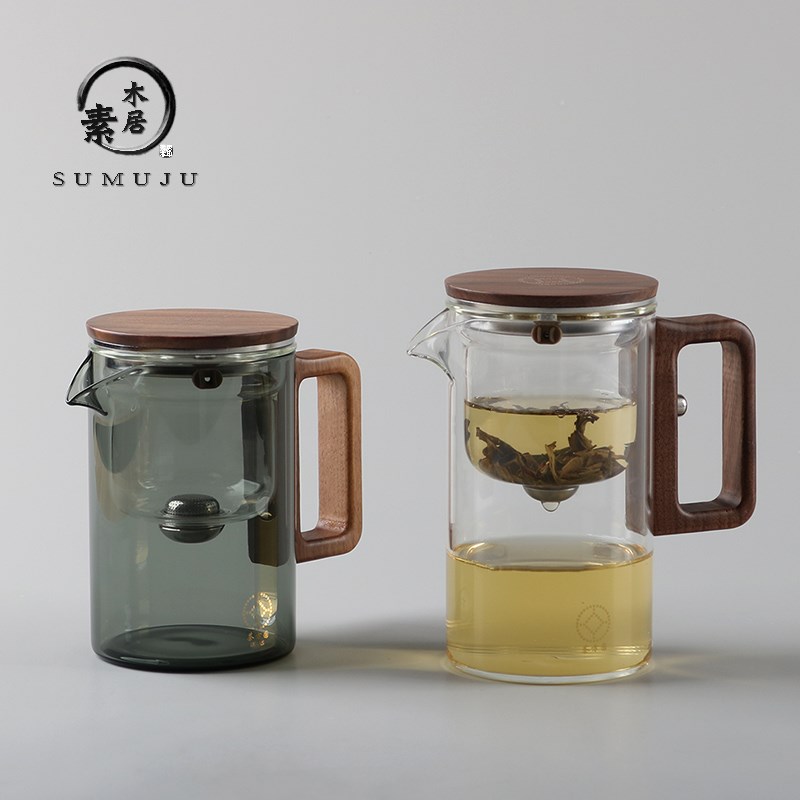 飘逸杯泡茶壶玻璃内胆耐高温茶壶B一键过滤茶水分离磁吸无杆泡茶