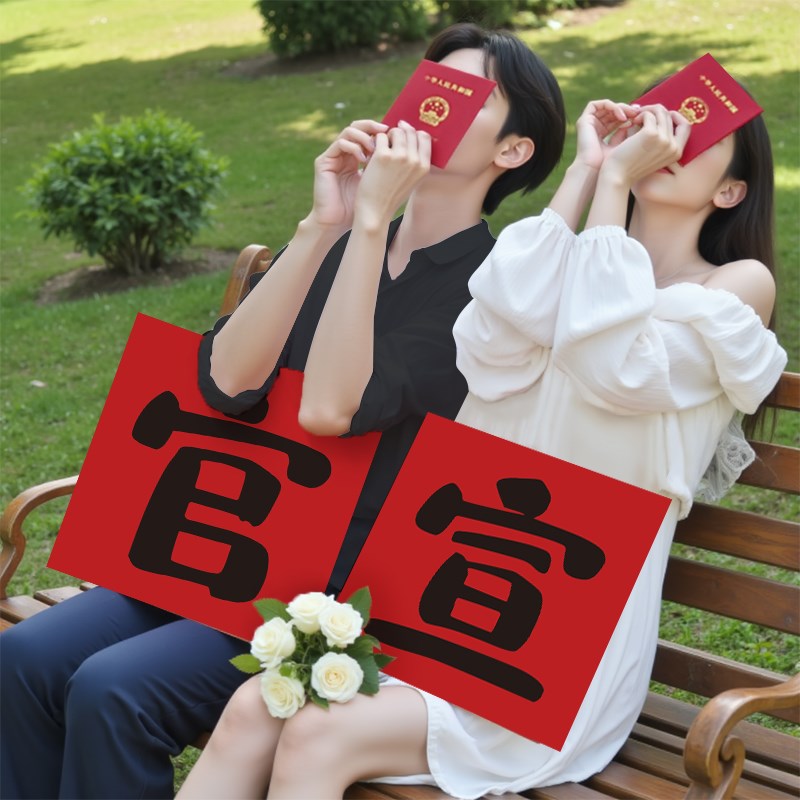 领证登记官宣手h持小物件氛围感跟拍照道具仪式感kt板结婚神器工