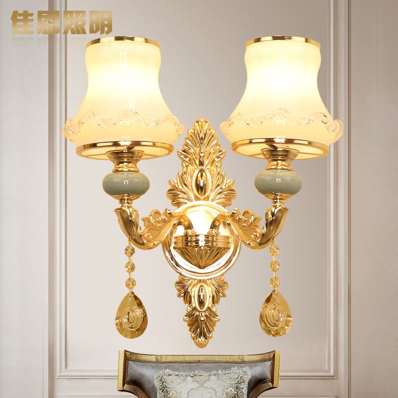 欧式水晶壁灯客厅电视背景墙简欧卧D室床头简约楼梯过道奢华锌合
