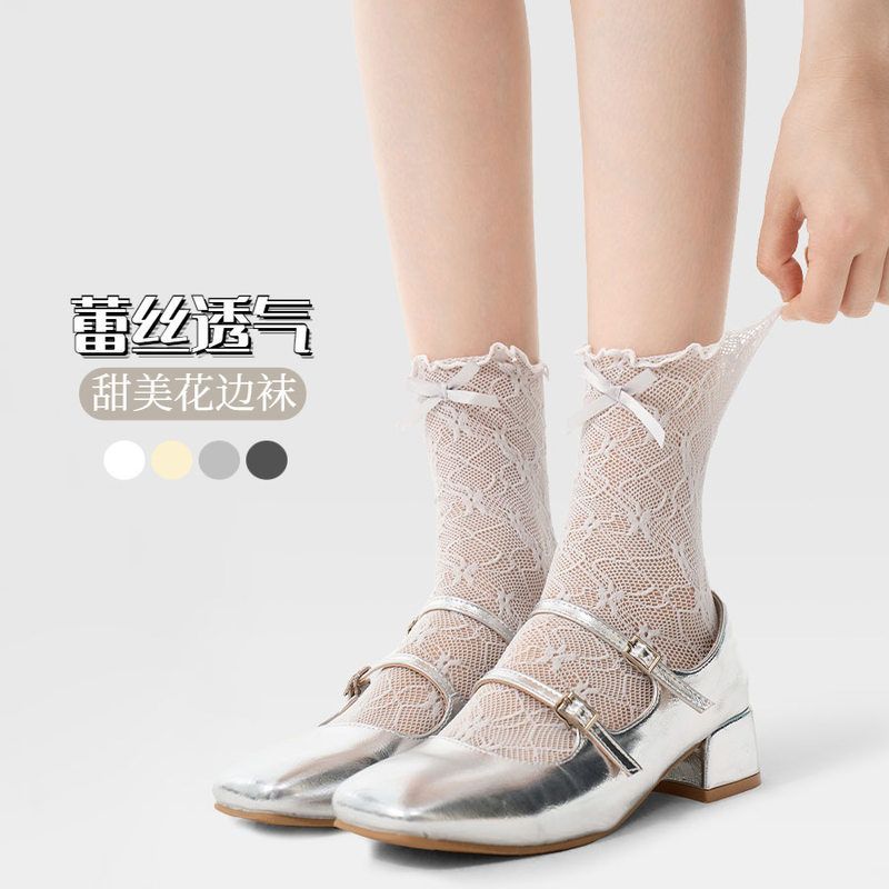 短袜透气jk洛丽塔薄款中筒蕾丝