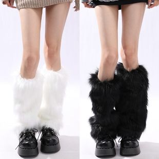 y2k套防寒毛绒袜套保暖加厚袜套腿护小腿jk袜秋冬堆堆仿皮草辣妹