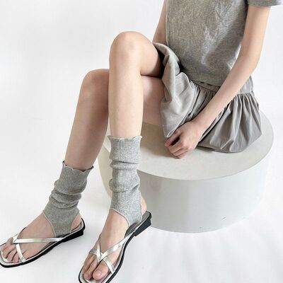 风潮竖纹春夏ins袜套堆堆百搭芭蕾简约套个性脚纯色踩新品韩版腿