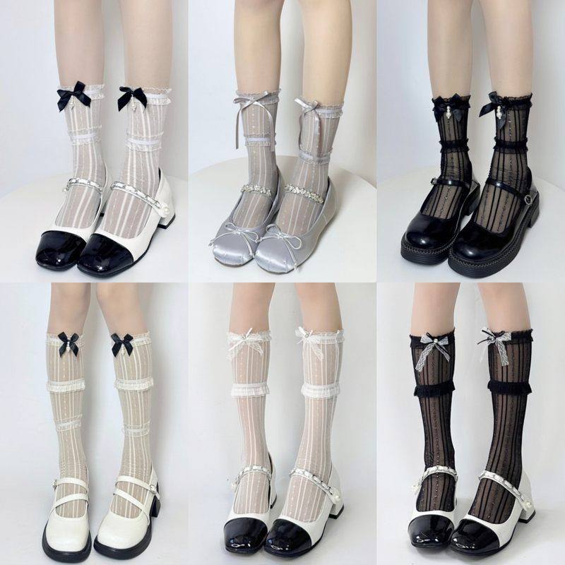 jk袜系带甜美袜小腿蝴蝶结短袜堆堆袜子蕾丝花边洛丽塔风中筒芭蕾,女士内衣/男士内衣/家居服,长筒袜,淘宝优惠券,粉丝福利购,淘宝优惠卷