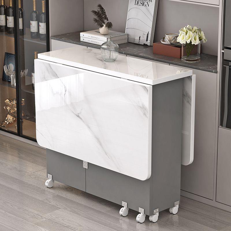 折叠餐桌家用小户型多功能可移动带轮长方形吃饭小桌子