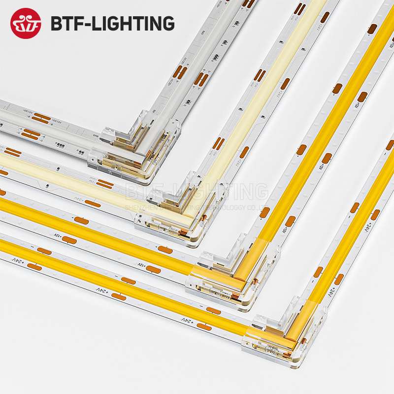 FCOB灯带免焊接头线灯条水晶无暗区卡扣直角L型转接器8MM10MM宽度