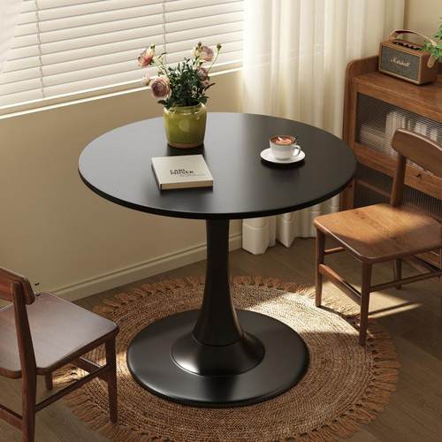 圆桌郁金香餐桌简约圆形小桌子休闲接待咖啡奶茶店洽谈桌阳台家用