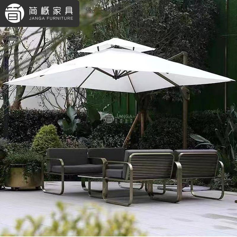 户外别墅庭院沙发露天花园防水防晒沙发室外高端岩板茶几组合家具