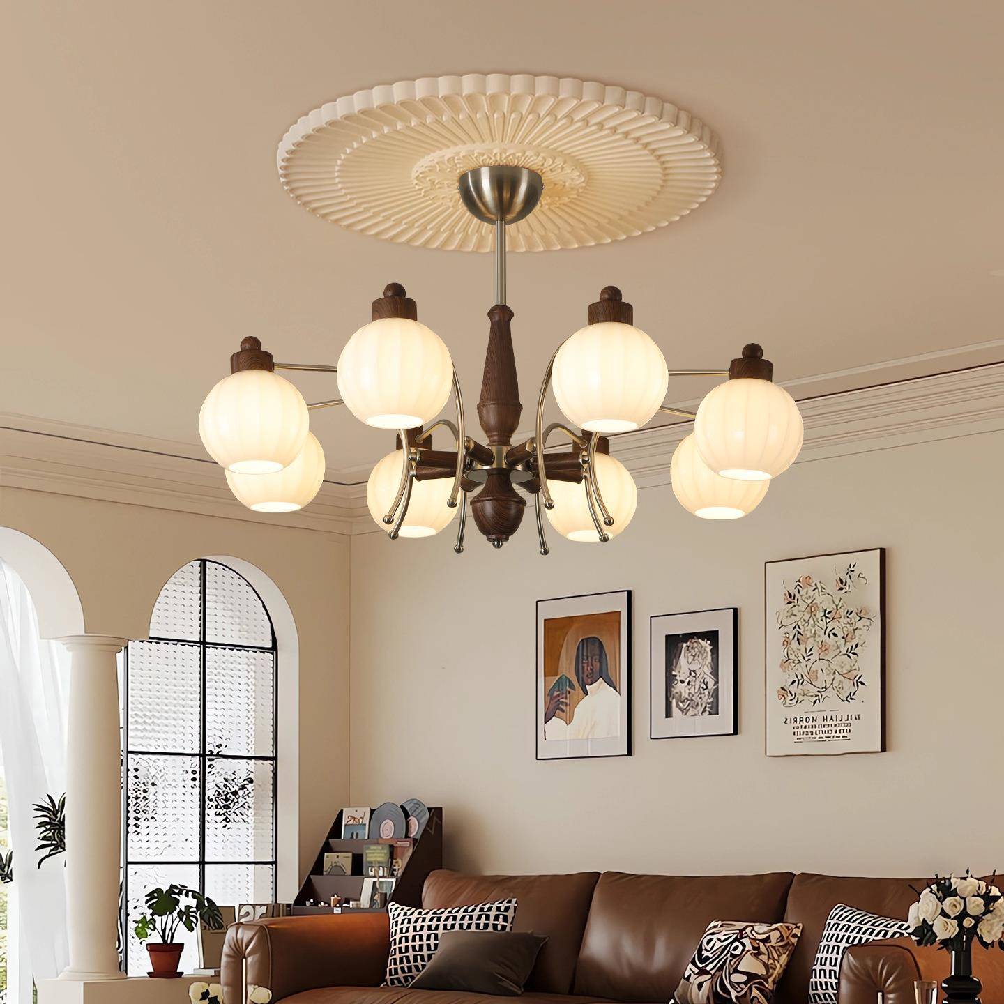 客厅吊灯法式中古风2025新款复古高级氛围感护眼主卧室大厅灯453L