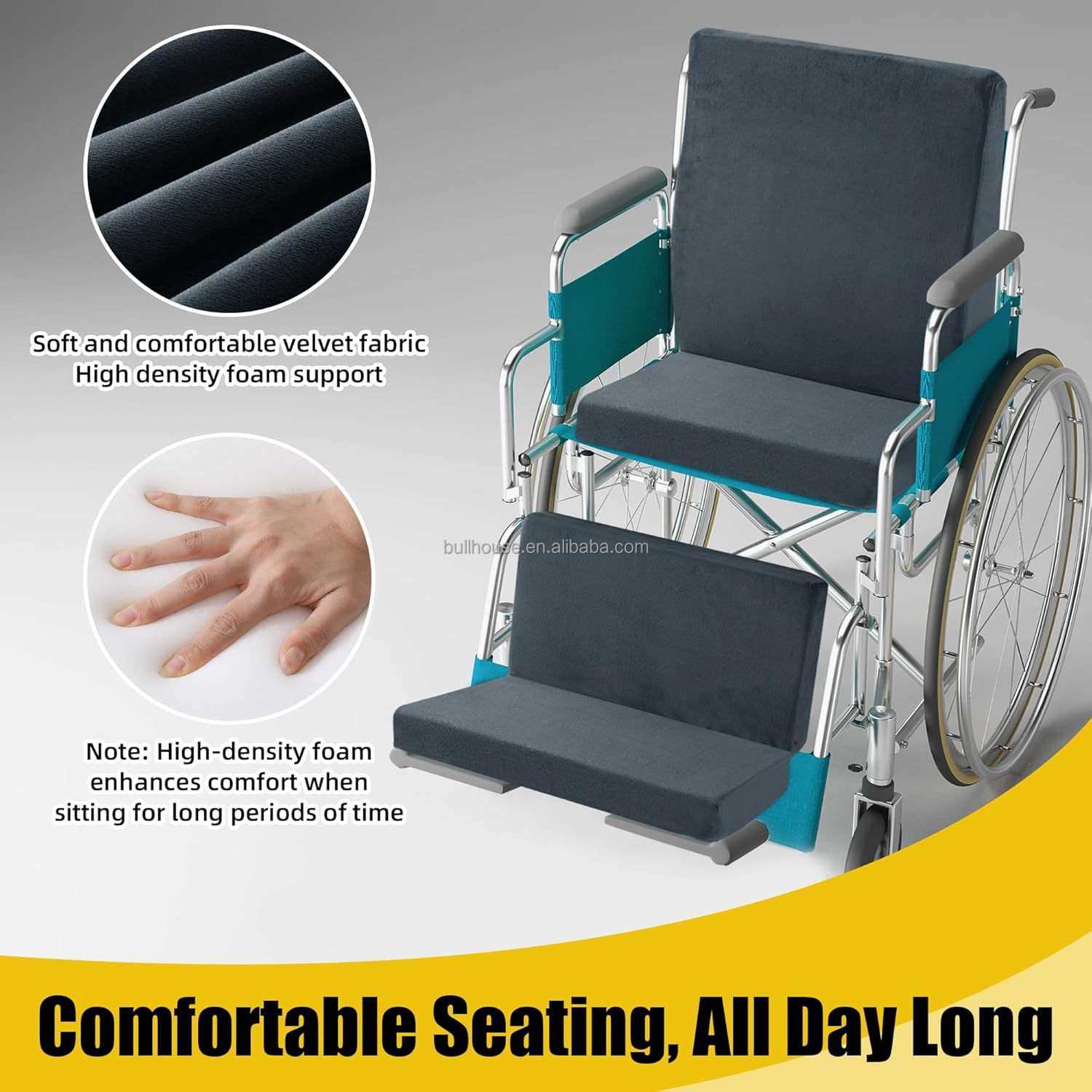 带防滑底高密度海绵轮椅座垫A12靠背垫和脚垫适合长时间坐垫