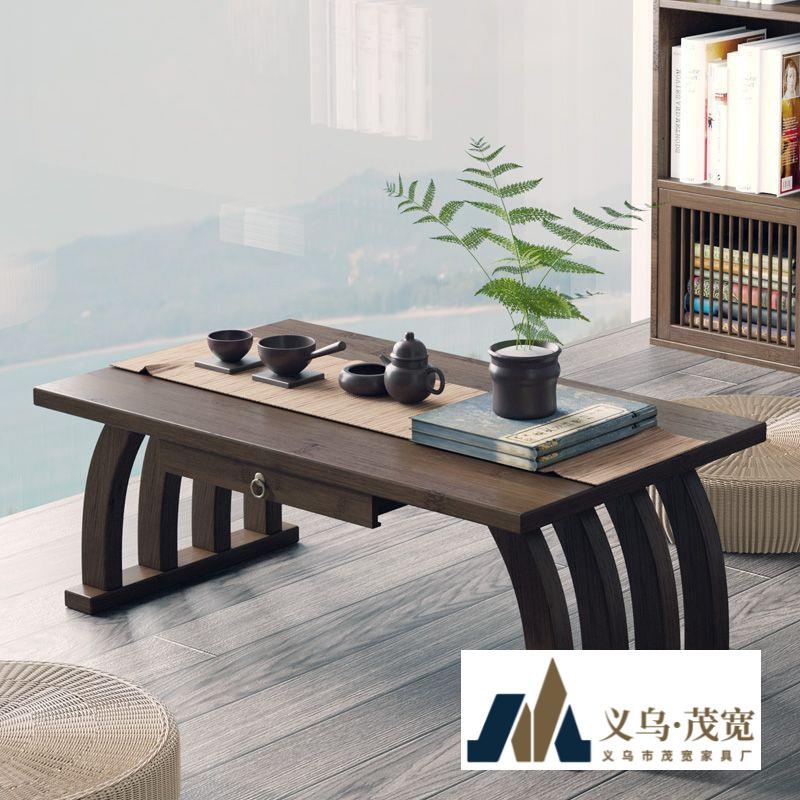 中式飘窗小茶几榻榻米简约窗台阳台楠竹茶桌矮桌地毯小型桌子坐地