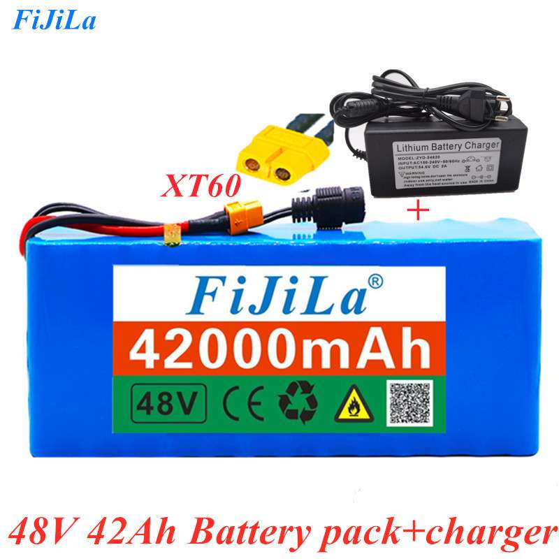 电动自行车电池 48v 42000mAh 18650锂离子电池组 13串3并+充电器