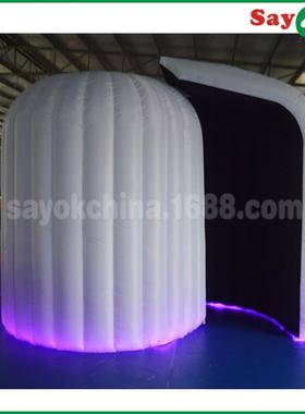 电商热销便携式充气广场照相亭 婚礼照片展位 LED白色充气摄影亭