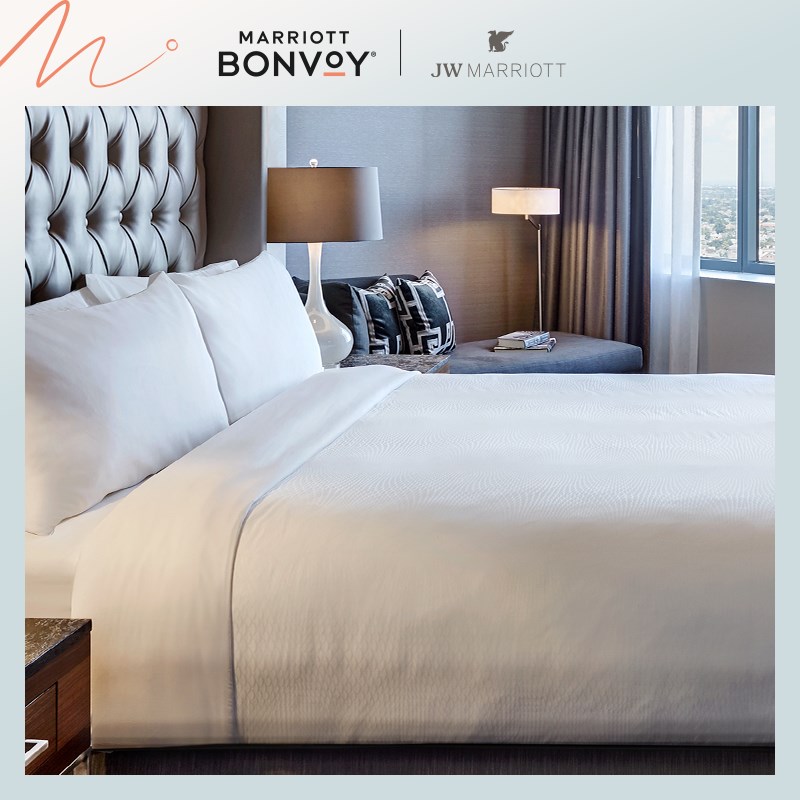 JW万豪酒店四件套PISCES系列贡缎家纺套件白色床单被.套床上用品