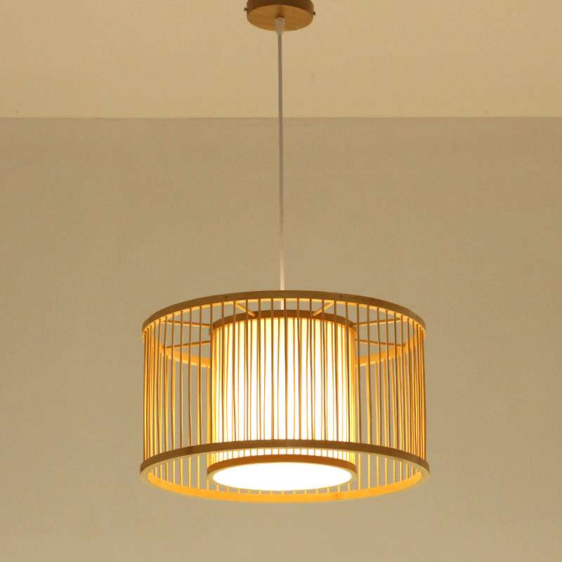 日式榻榻米吊灯书房现代简约灯具客厅餐厅竹编竹灯中式卧室房间灯