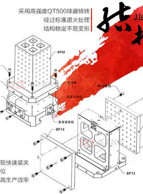 MC基板T型槽平台机床治具500*500方箱夹具定位件灰口铸铁平台打孔