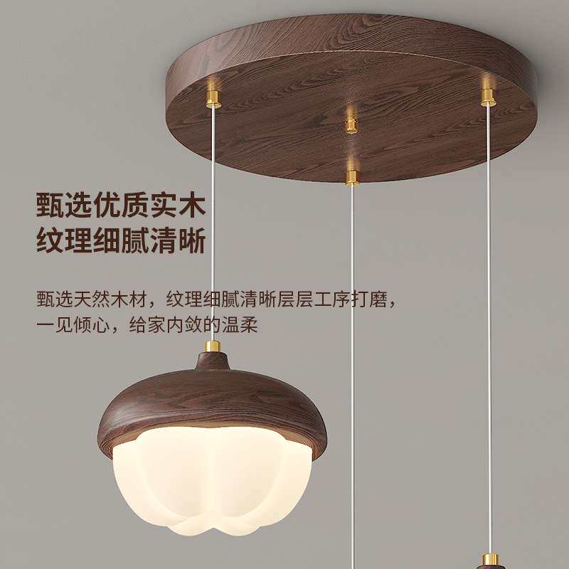 中古风客厅吊灯三头餐吊吧台灯复古风创意实木茶室中山灯具