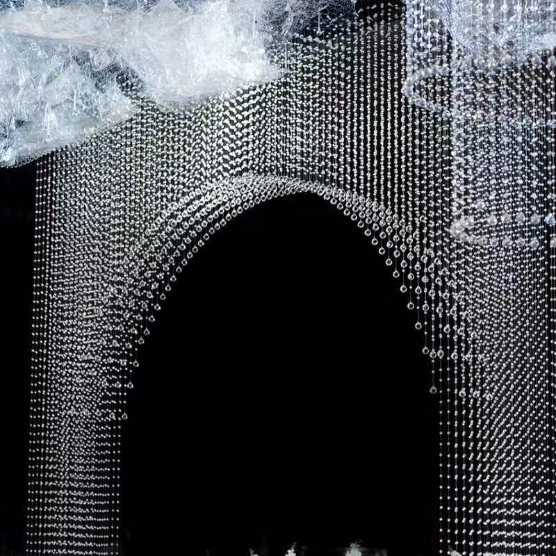 婚庆水晶珠帘拱门装饰婚礼舞台背景菠萝珠酒店婚礼堂装饰定位珠