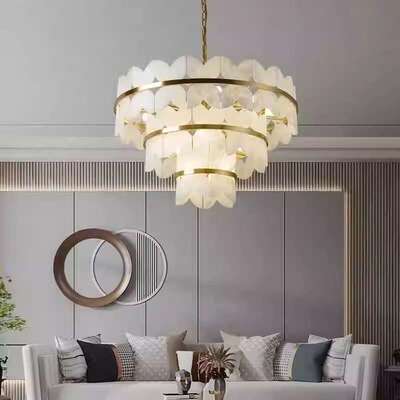 轻奢全铜云石吊灯设计师现代新中式简约客厅灯卧室餐厅长条茶室灯