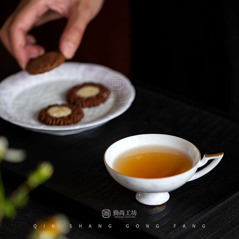 花开荼蘼渐变紫色咖啡杯碟组合陶瓷办公杯马克杯小号个人杯带杯垫