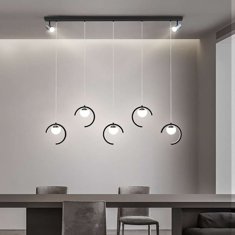 餐厅灯现代简约 家用三头led餐桌灯具轻奢长条吧台射灯客厅吊灯