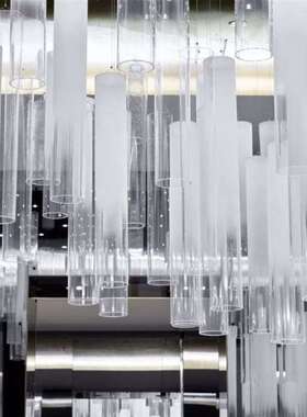 奶白玻璃管斜切黄色茶色大堂宴会厅饰吊灯工程灯具非标创意