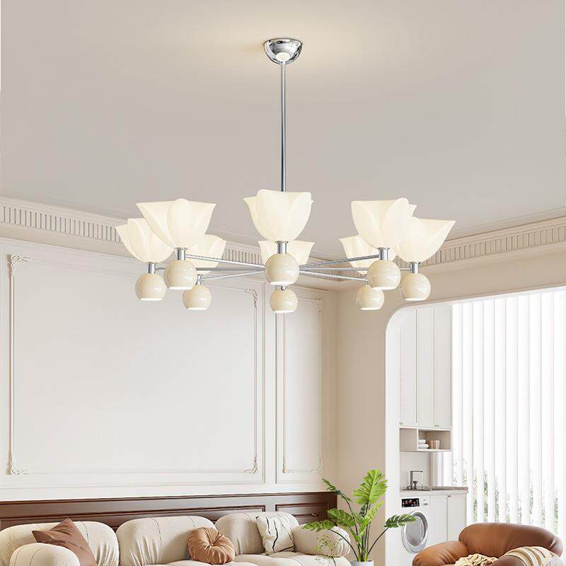 全光谱奶油风极简花蕾吊灯简约客厅灯饰温馨浪漫氛围感大厅餐厅灯