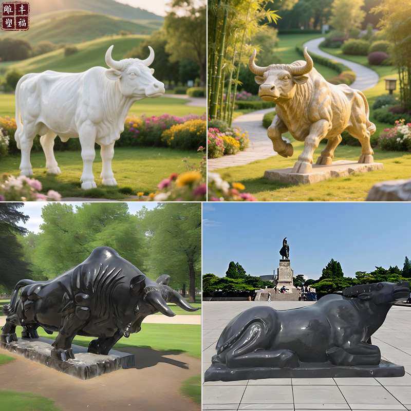 石材青石牛雕塑大理石动物雕刻大型拓荒牛耕牛 石雕十二生肖雕塑