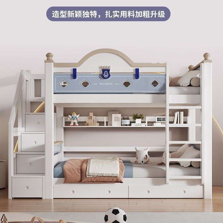 樱桃木子母床实木上下床双层高低床儿童新款加粗上下铺两层二层床图片