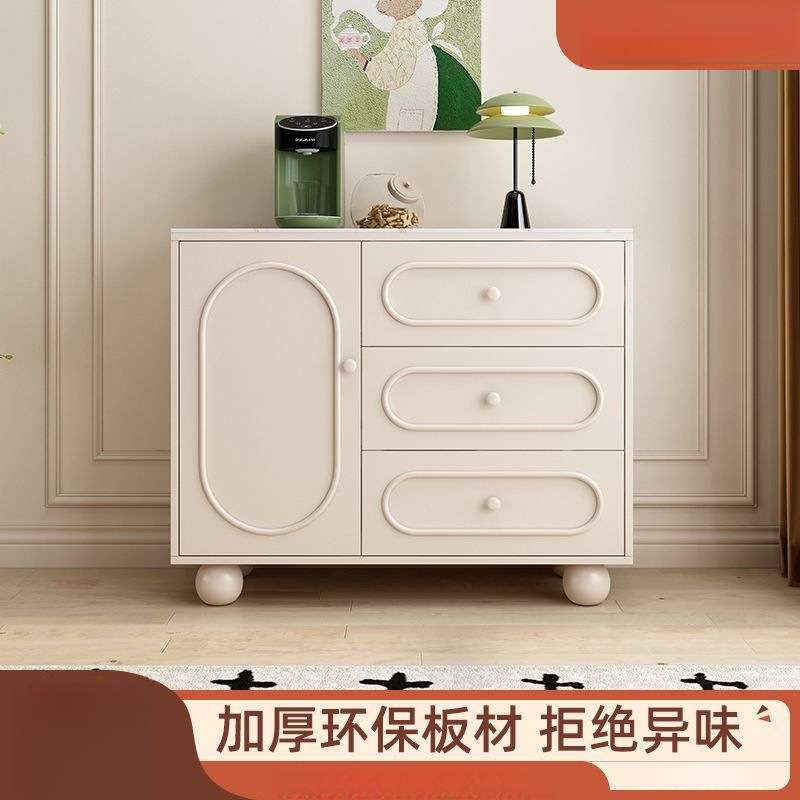 实木餐边柜可储物柜靠墙柜收纳柜奶油风茶水柜子家用厨房橱柜