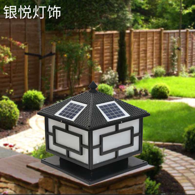 太阳能柱头灯LED围墙灯压铸铝灯壳庭院灯室外花园别墅柱子灯超亮