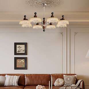 法式奶油风餐厅水滴吊灯中古风复古餐桌吧台灯创意设计师款灯具