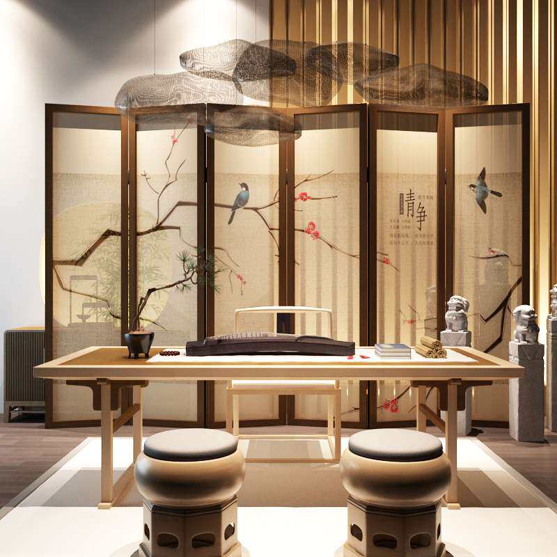 现代中式屏风隔断折屏玄关卧室茶楼客厅餐厅酒店折叠屏风隔断双面