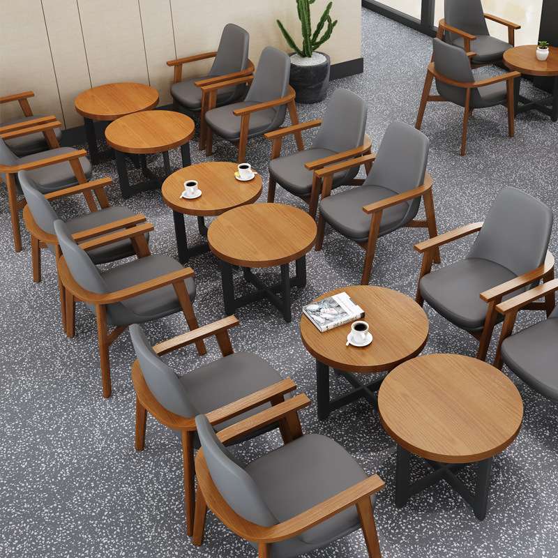 北欧咖啡厅沙发休息区洽谈休闲书吧餐饮店甜品奶茶店实木桌椅组合