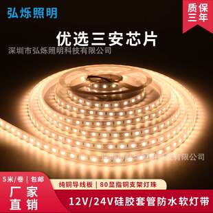 led灯带12v防水户外墙外低压高亮线灯室外车用装饰24伏套管软灯条