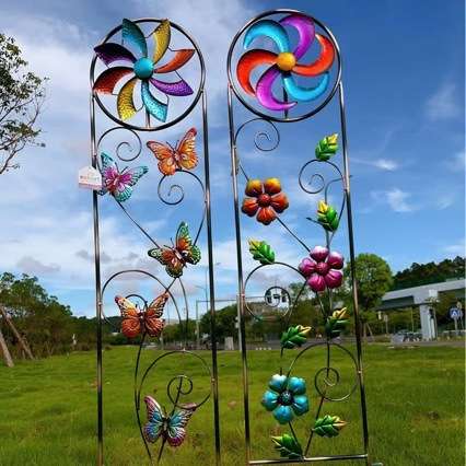 跨境temu花园园艺户外庭院爬藤架花爬架风车花插田园景观装饰