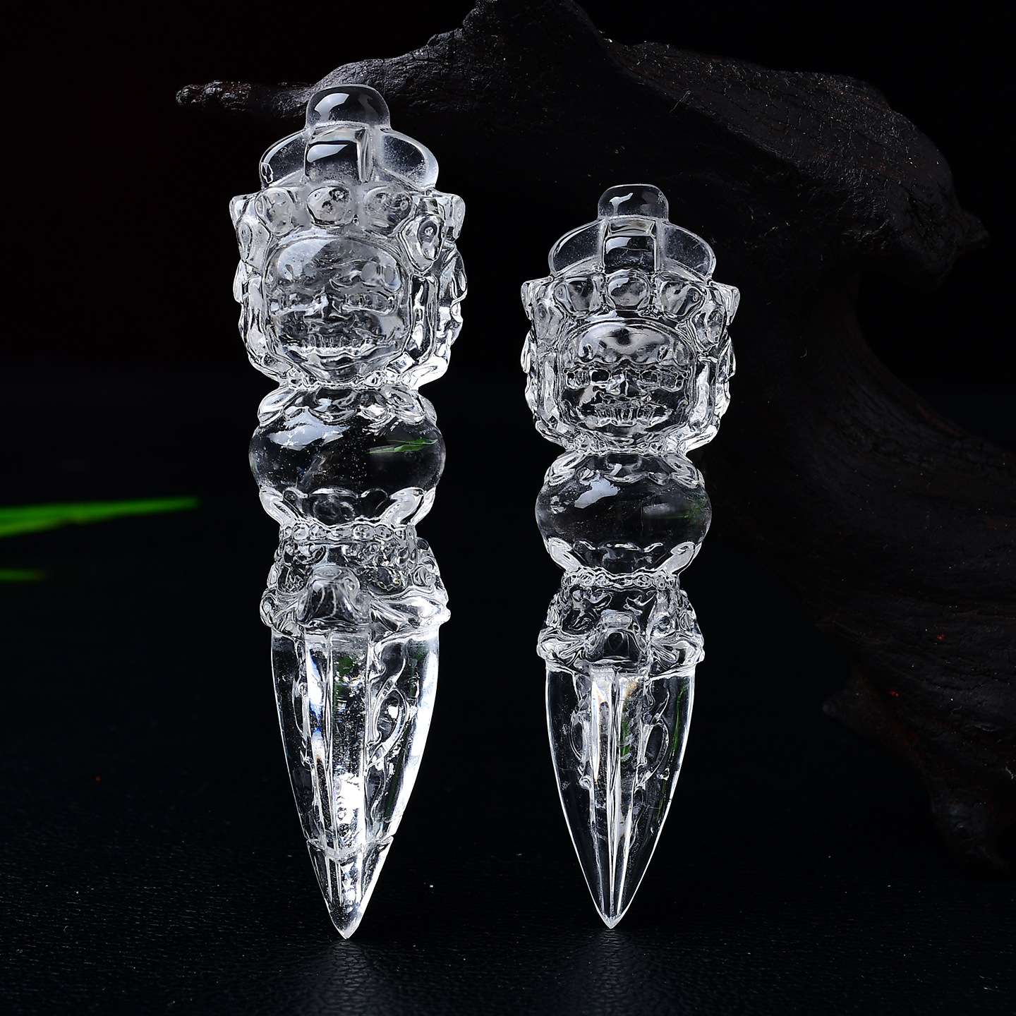 天然白水晶金刚杵摆件能量净化手工雕刻把件供奉普巴金刚橛降魔杵