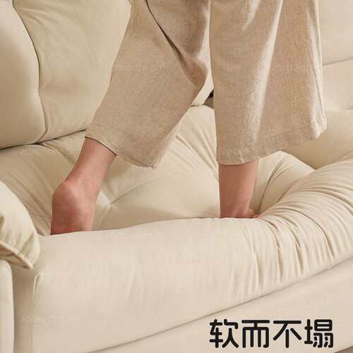 奶油风布艺沙发客厅2025新款小户型家用可拆洗三人位直排云朵沙发