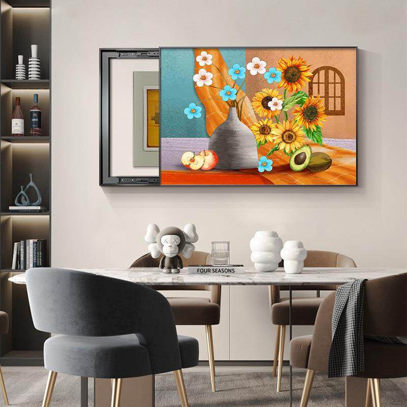 向日葵电表箱装饰画遮挡横款现代简约配电箱餐厅总开关挂画轻奢