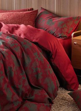 轻奢高档红色喜庆空气棉四件套婚嫁床单被套婚庆结婚床笠床上用品