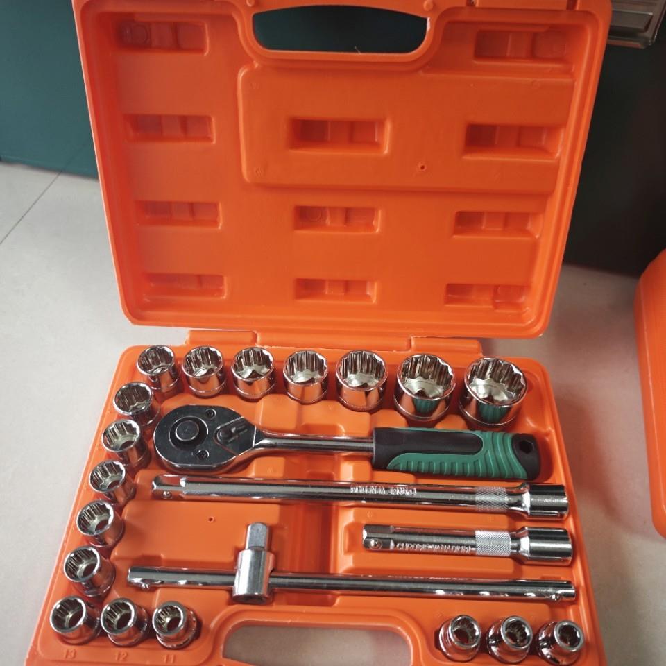 1/2套筒22件六角套筒组套汽修机修五金工具扳手棘轮快速接杆附件