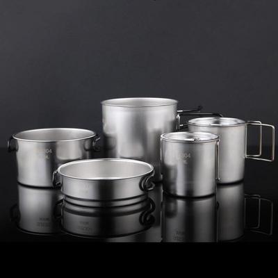 AYXSEE户外304不锈钢野营套锅茶杯煎锅组合套装便携带盖轻便套锅