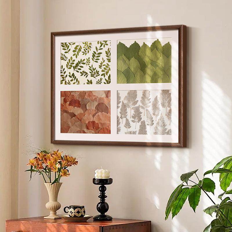 春夏秋冬装饰画中古风客厅电表箱玄关餐厅卧室入户门实木墙壁挂画