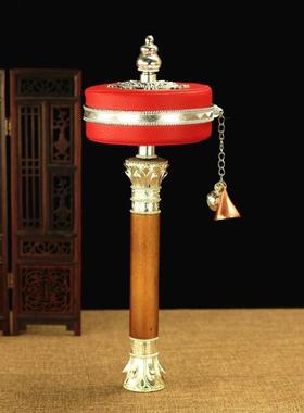 纯铜红皮手摇大号银色法器经红皮红色手精致做工桌面摆件家用