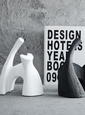 现代简约黑色白色摆件家居室内软装饰品客厅释放样板间售楼处摆设