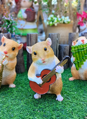 阳台花园造景装饰仓鼠音乐会树脂摆件小饰品创意景V观动物可爱松