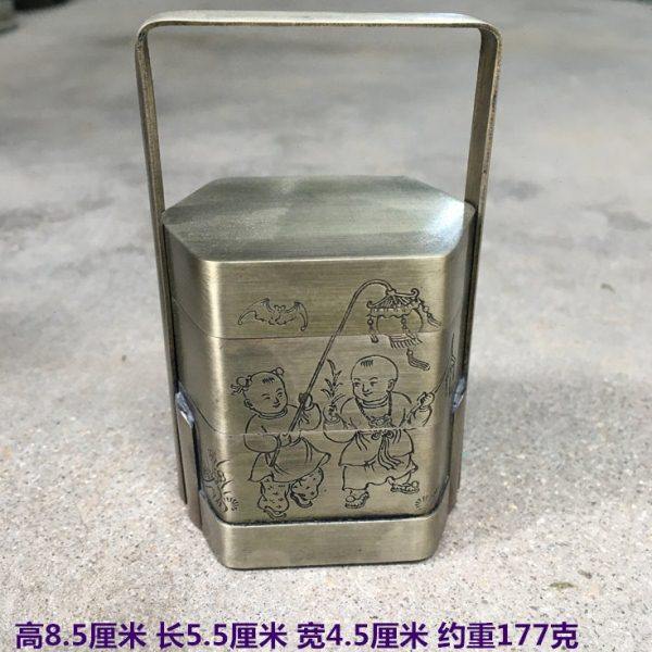 纯铜首饰盒食盒仿古白铜三层提盒储物提篮盒工艺品礼品摆件手把件,家居饰品,饰品盒,淘宝优惠券,粉丝福利购,淘宝优惠卷