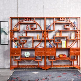 博古架实木中式隔断客厅摆件绿植瓷器装饰多宝阁花瓶架茶室展示柜