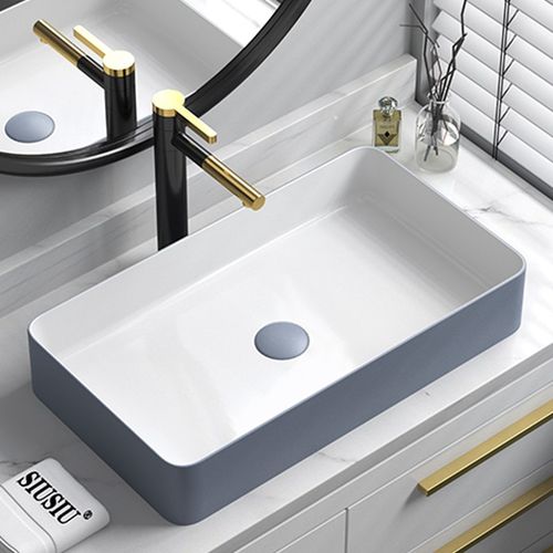 北欧哑光灰e色台上盆家用洗手盆单盆圆形陶瓷面池方形厕所洗漱脸